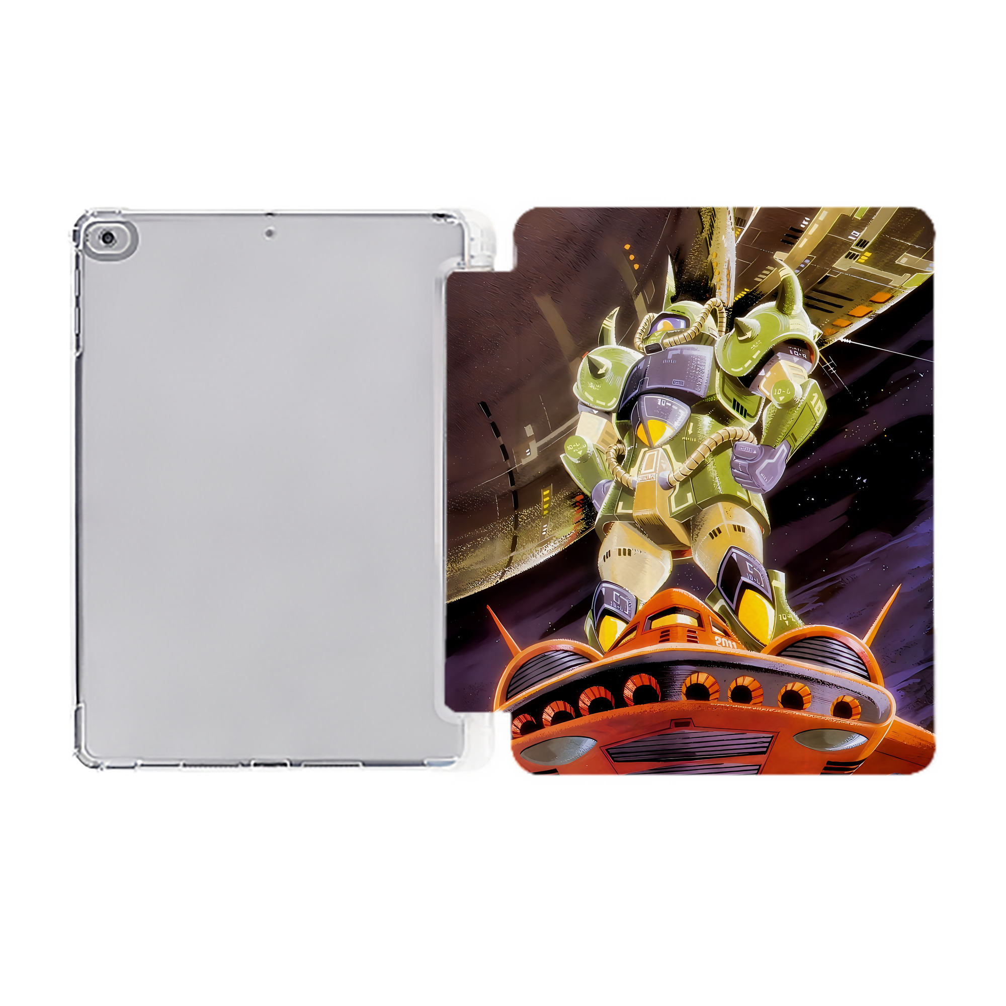 （画像用） 機動戦士ガンダム Mobile Suit Gundam IPad ケース ペン収納付き 三つ折りスタンド PUレザー×シリコン 対応機種9.5/10.5/10.9インチ